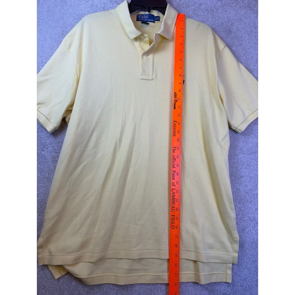 Polo Ralph Lauren Polo Shirt Mens Large Yellow Short Sleeve Pony Logo READ